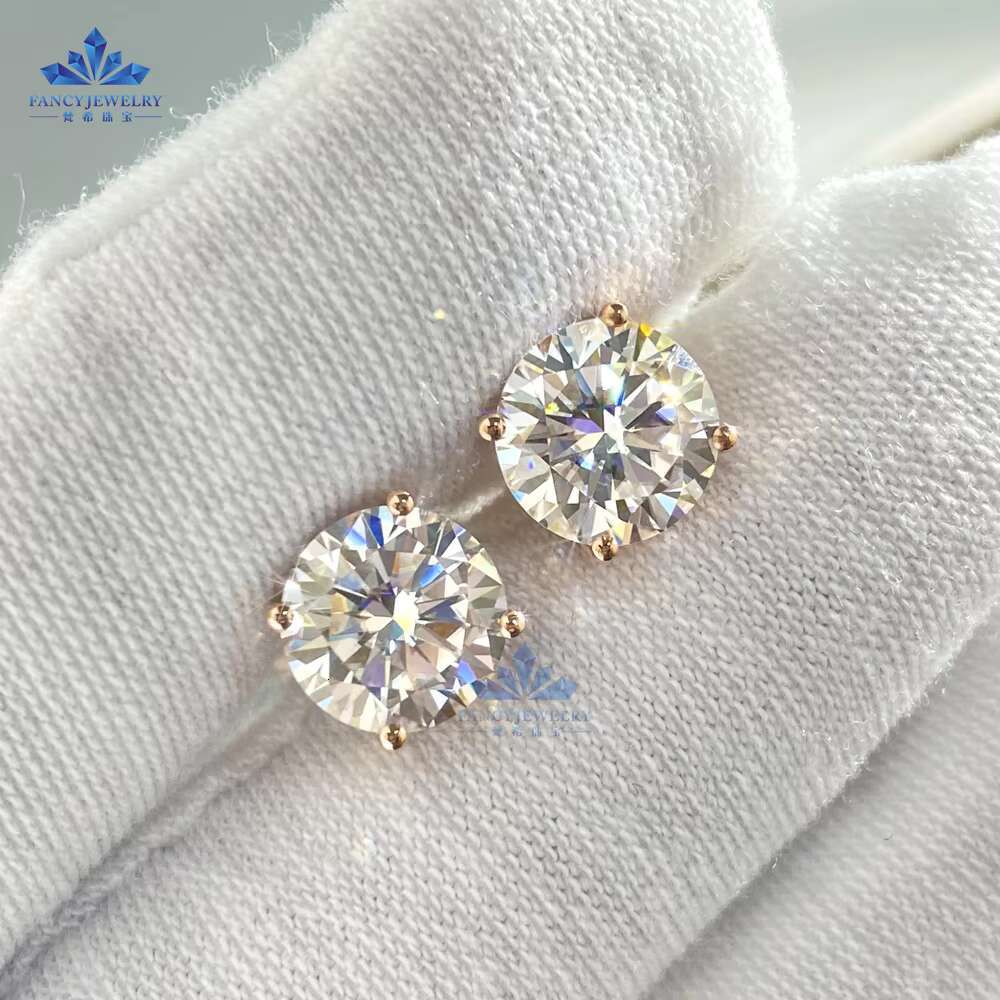 Fancy Hot Sale Style 14k 18k Solid Gold 0.5ct 1ct 2ct Lab Grown Diamond Gold Stud Earrings Women Fine Jewelry Earrings