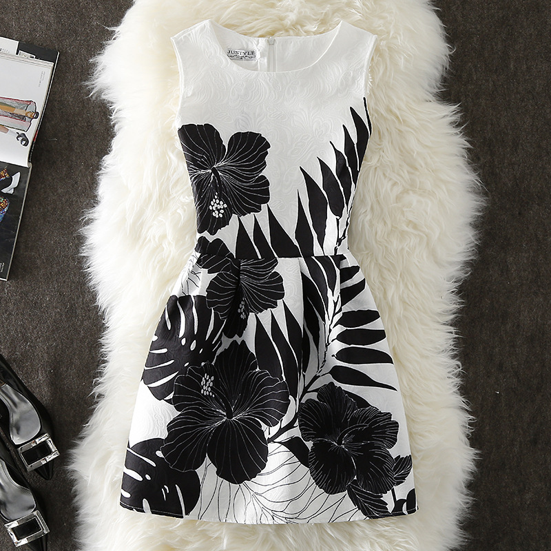 G80 Spring Jacquard Series Women's Fashion Printed Dress Slim Fit Sleeveless