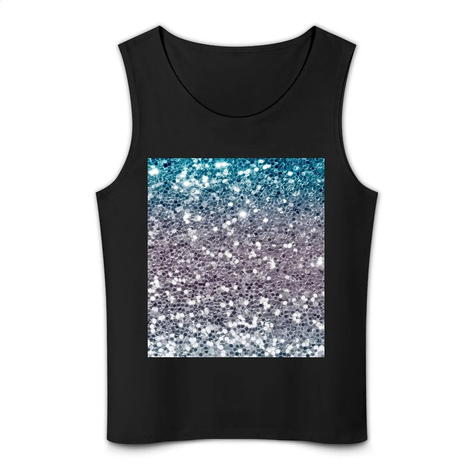 Ombre Faux Sequin PRINT ONLY - Aesthetic Pattern Tank Top Gym clothes Mens sports t-shirt 250407