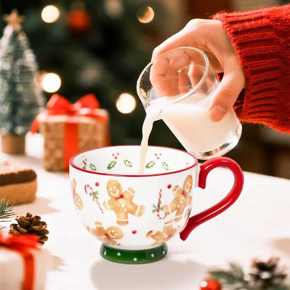 Christmas Christmas Mugs Spoon Kit Ceramics Gingerbread Man Mug For Coffee Cup Oatmeal Mug Creative Christmas Present Y251112