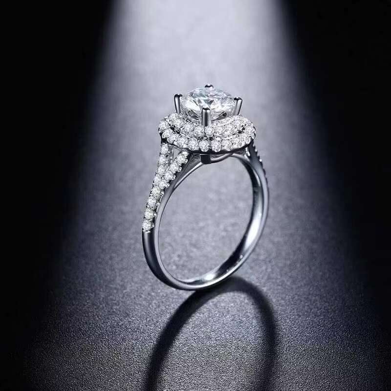 U.S. Moissanite Diamond Wedding Ring for Women Double Bag D Color VVS Platinum Band-Factory Wholesale