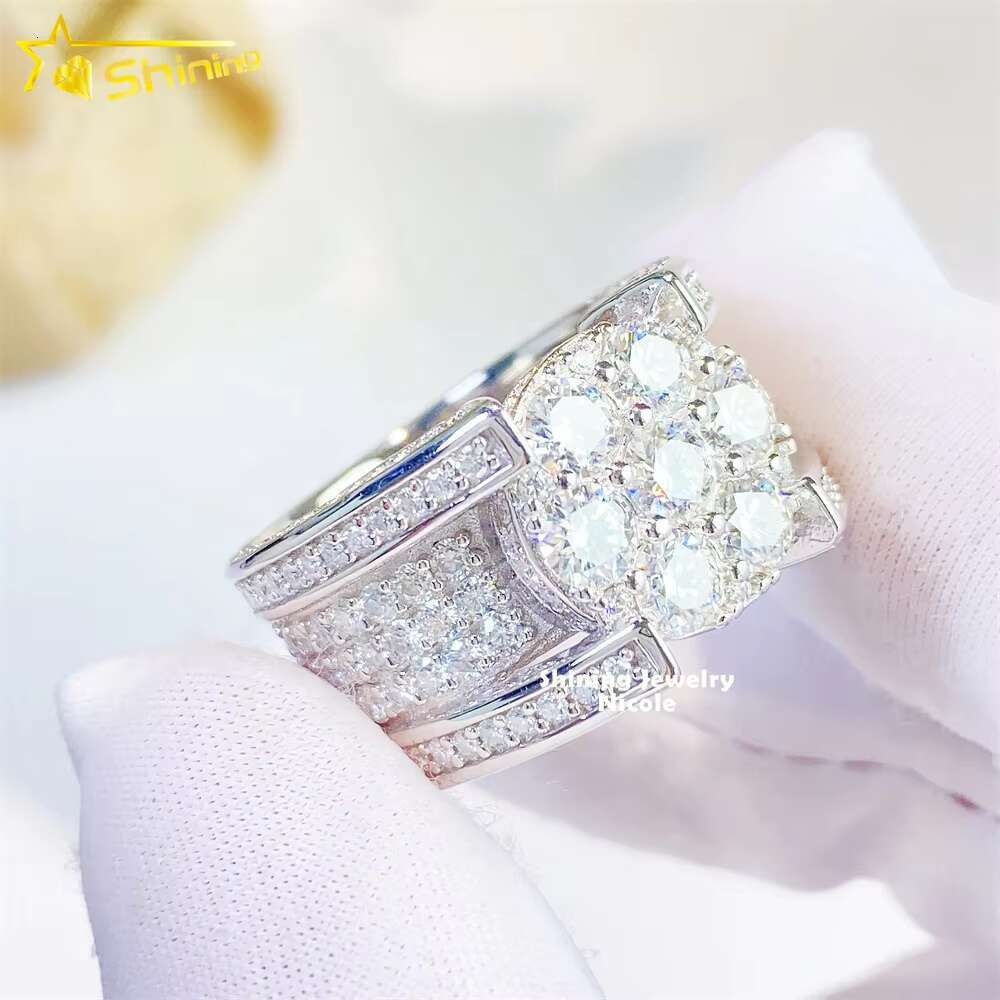 Wholesale Price Top Quality Silver Iced Out VVS Diamond Hip Hop Moissanite Rings for Men