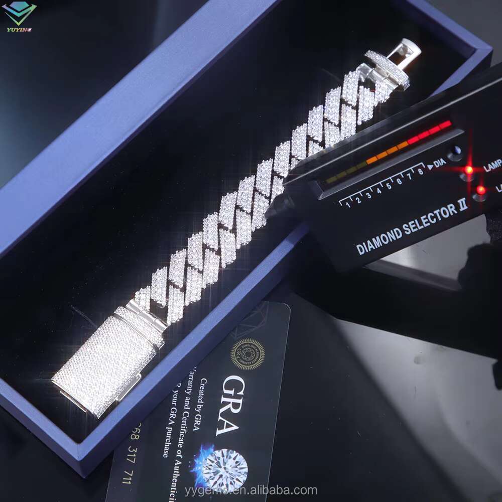 Hip Hop Chain Pass the Diamond Tester VVS Moissanite Diamond S925 Solid Silver Cuban Link Chain for Mens Jewelry