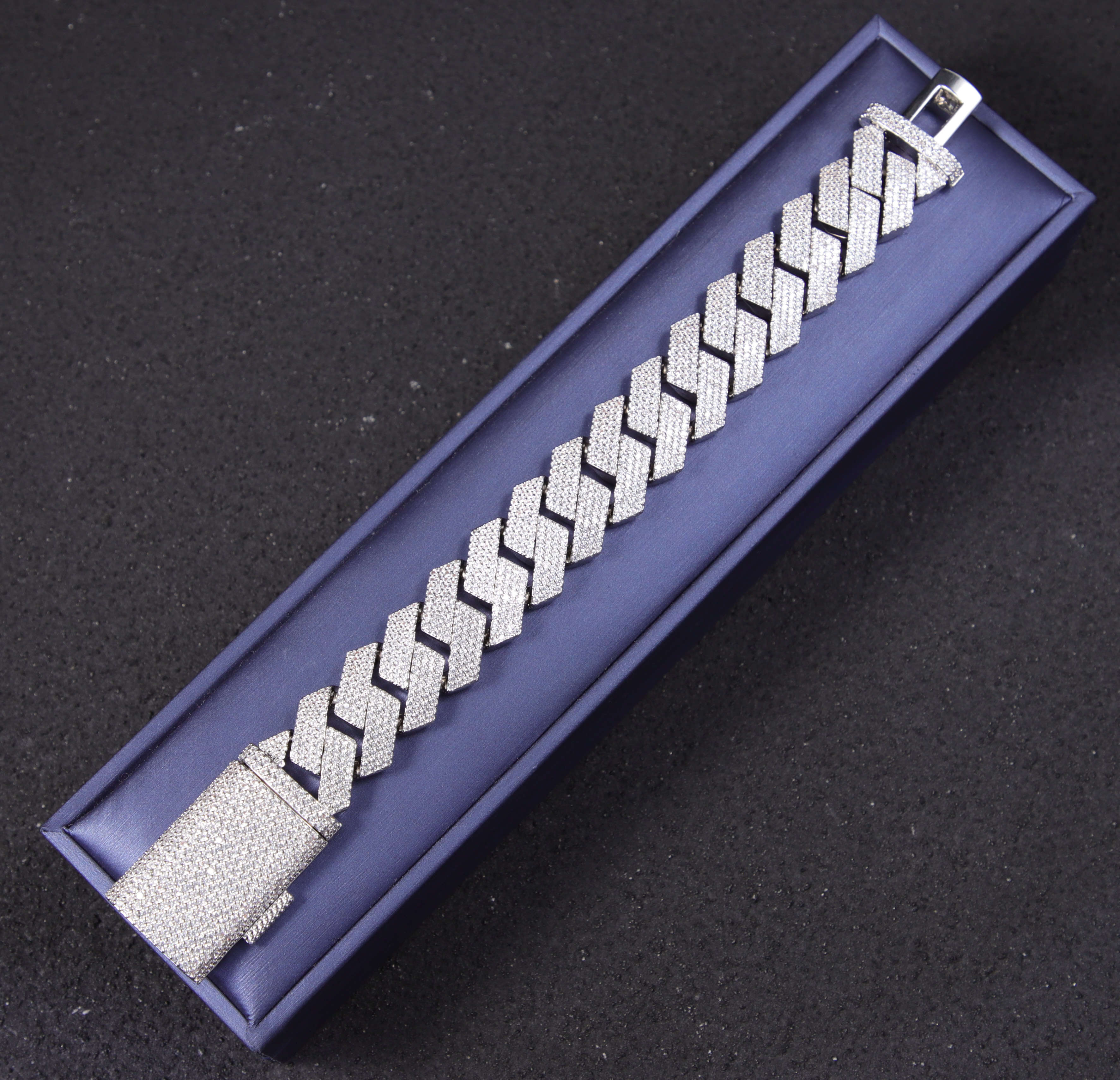 Yy Rts 20 mm 4rows Diamond Cuban Bracelet Iced Out Vvs Moissanite Bracelets 925 Sterling Silver Fine Jewelry Bracelets for Men