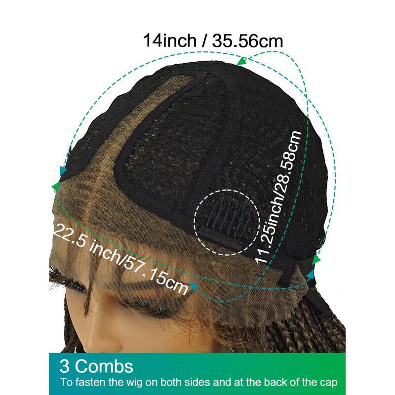30 inch for Women Full Box KnotlessBraided Wigs Lightweight Braids Synthetic Lace Front Wig Black plus light brown Hand Braided