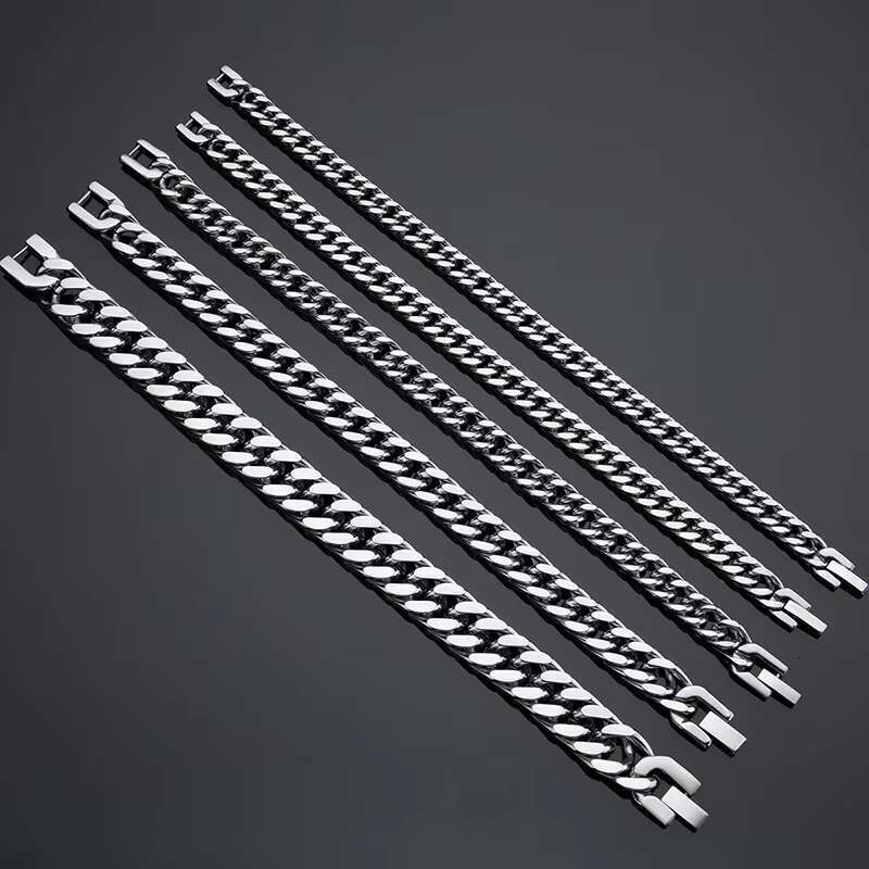 Mens Jewelry Hand Bracelet Waterproof Non Tarnish Free Stainless Steel Cuban Chain Link for Men
