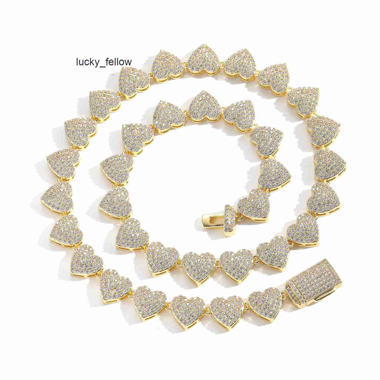 Hip Hop Jewelry High Quality 10mm 5A Moissanite Diamond Iced Out Buguette Heart Tennis Chain Womens Necklace