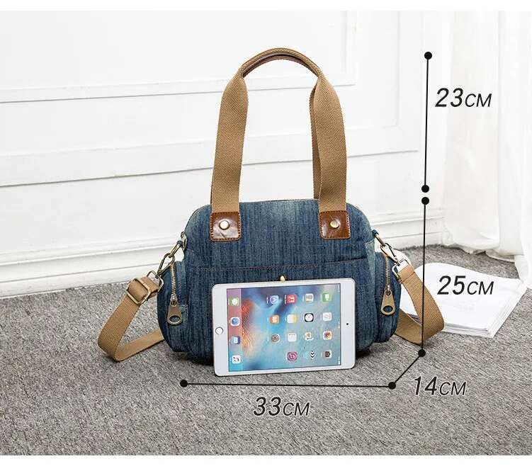 Brand Handbag Big Fashion Denim Jeans Female Shoulder New Design Women Totes Casual Ladies Crossbody Bag Blue