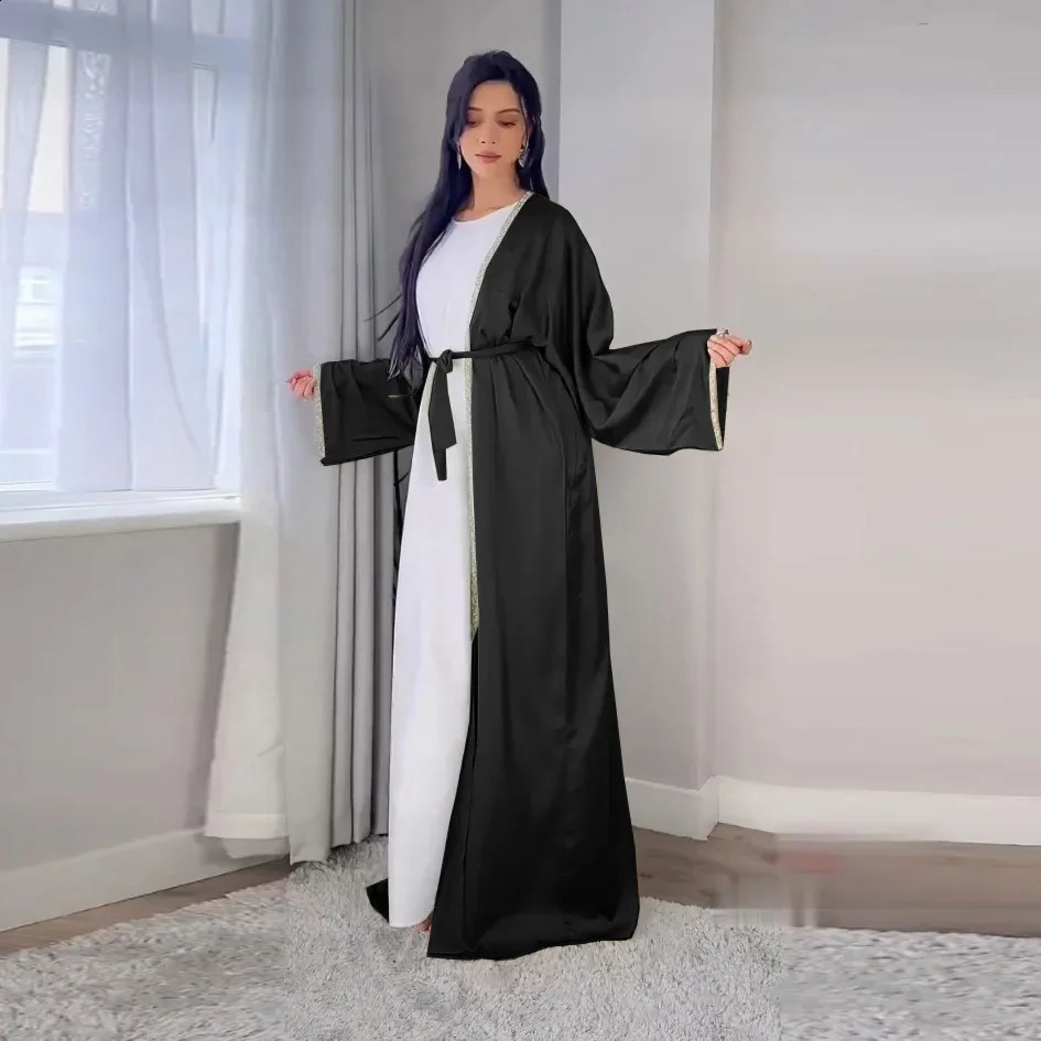 ALSEY Stamping n Womens Fashion Satin Outer Slimming Dress White Inner Abaya Spring Collection 250411