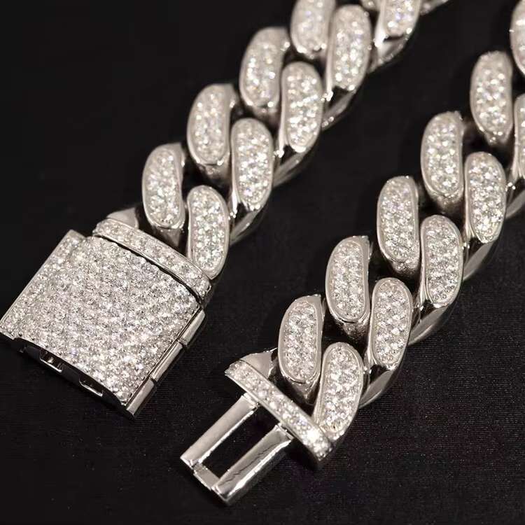 Hot Sale 12mm Wide 2rows Sterling Silver 925 VVS D Color Moissanite Cuban Chain Link Bracelet Necklace
