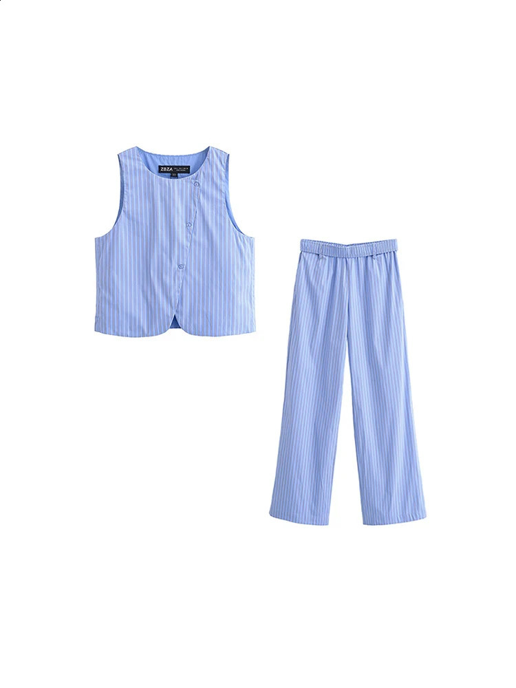 Womens Summer Stripe 2piece Set 2025 Fashion Solid Tank Top and Mens Elegant Street Double Clothing 250411Z