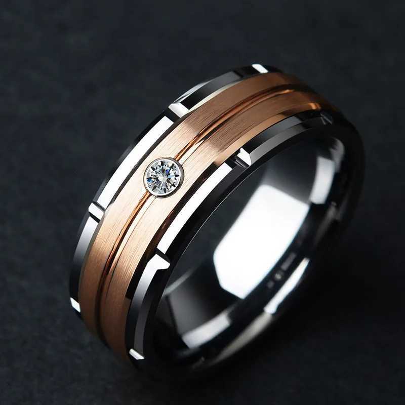 Classic stainless steel mens ring with dual color electroplating fashionable and simple ring jewelry accessories direct shipping size 6-13XJ250412
