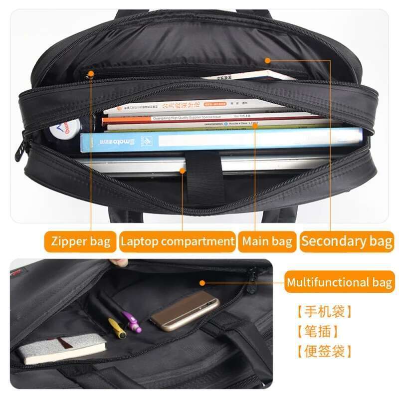 Briefcases For Men Canvas Tote Large Laptop Case 15.6 17 14 Inch Computer Bag Work Business Shoulder Office
