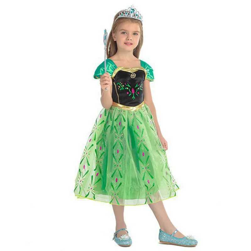 Disney Disney Frozen Dress Girl Green Fancy Birthday Party Dress Childrens Role Play Anna Princess Dress Carnival Party Childrens DressXJ250411