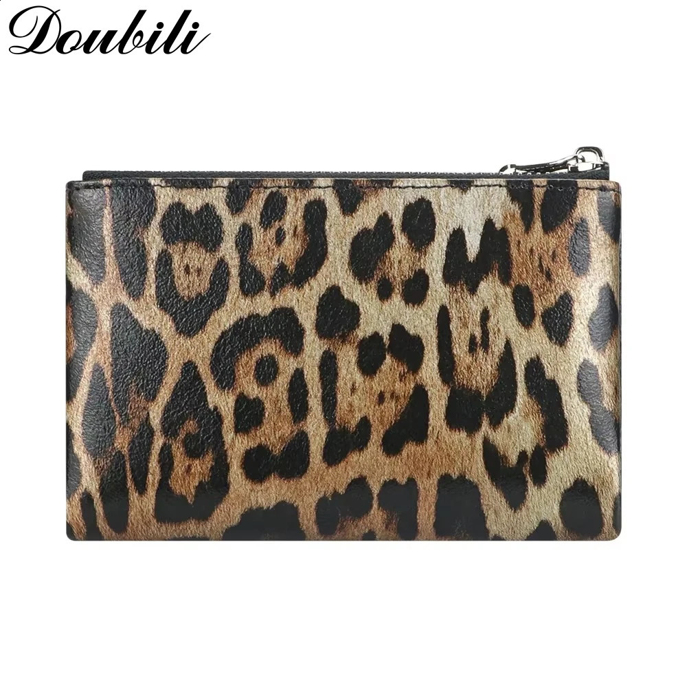 Double skin leopard print wallet fashionable womens clothing wallet triple fold card bag coin purse 250411