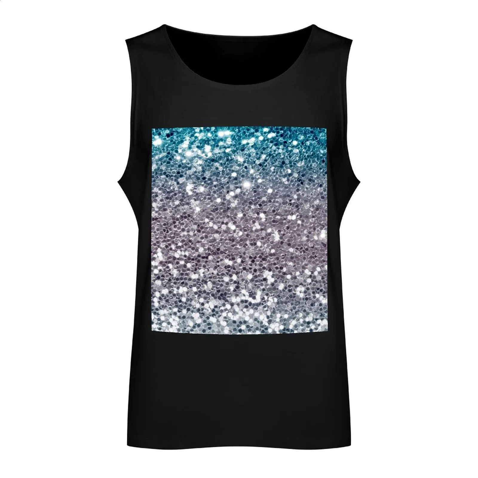 Ombre Faux Sequin PRINT ONLY - Aesthetic Pattern Tank Top Gym clothes Mens sports t-shirt 250407