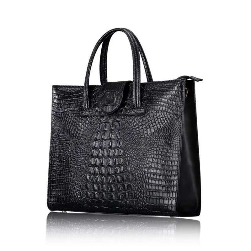 New Fashion Crocodile Pattern Women's Real OL Handbags Genuine Leather Ladies Shoulder Bag Business Computer Bags