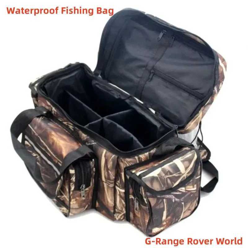 New 50*30*25cm Waterproof Fishing Bag Nylon Large Capacity Multi-Purpose Fishing Tackle Bag Two-Layer Outdoor Shoulder Bags Z250411