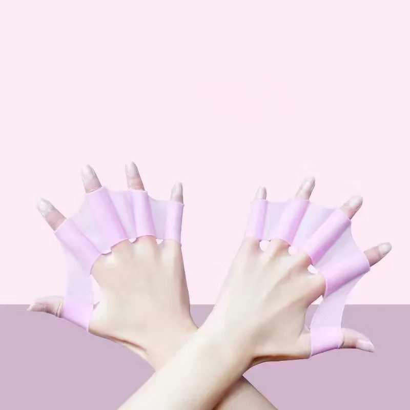 Silicone swimming fin flip cover mens childrens swimming pool sports professional training finger hand net gloves paddle equipmentY250412X