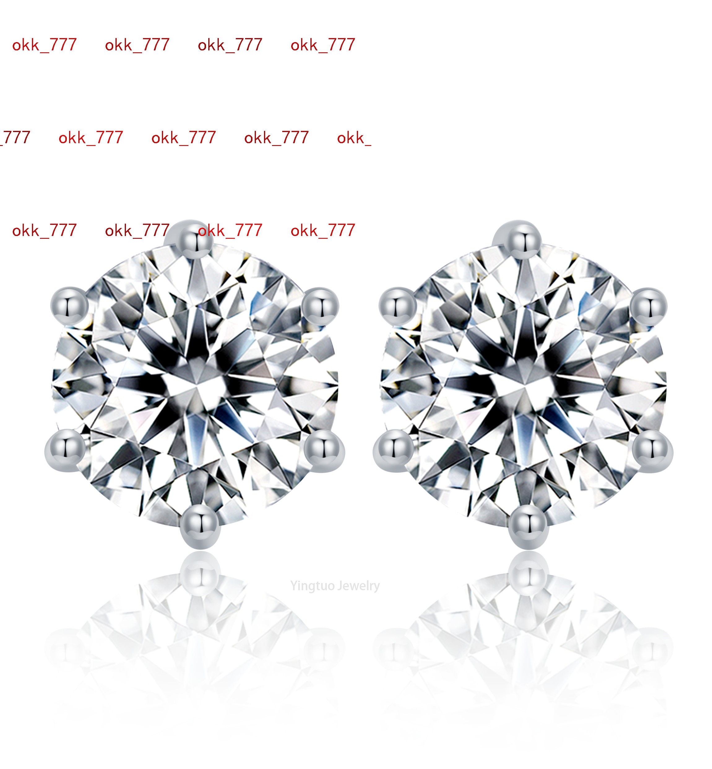 Wholesale 3MM/4MM/5MM/6MM S925 Silver Six Claw Earrings 18K Gold Earrings D Color Vvs Moissanite Women Earrings