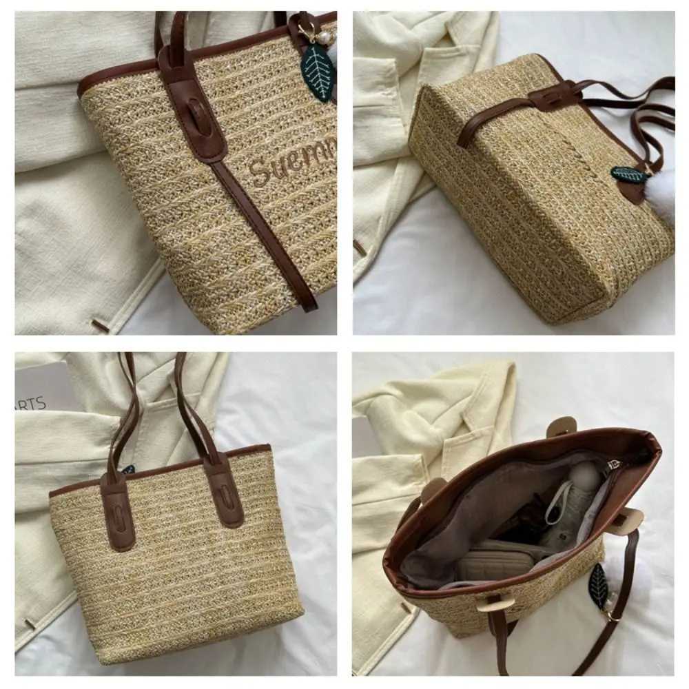 Womens casual tote bag womens shoulder bag summer beach Str bag large capacity handbag womens large walletXJ250412