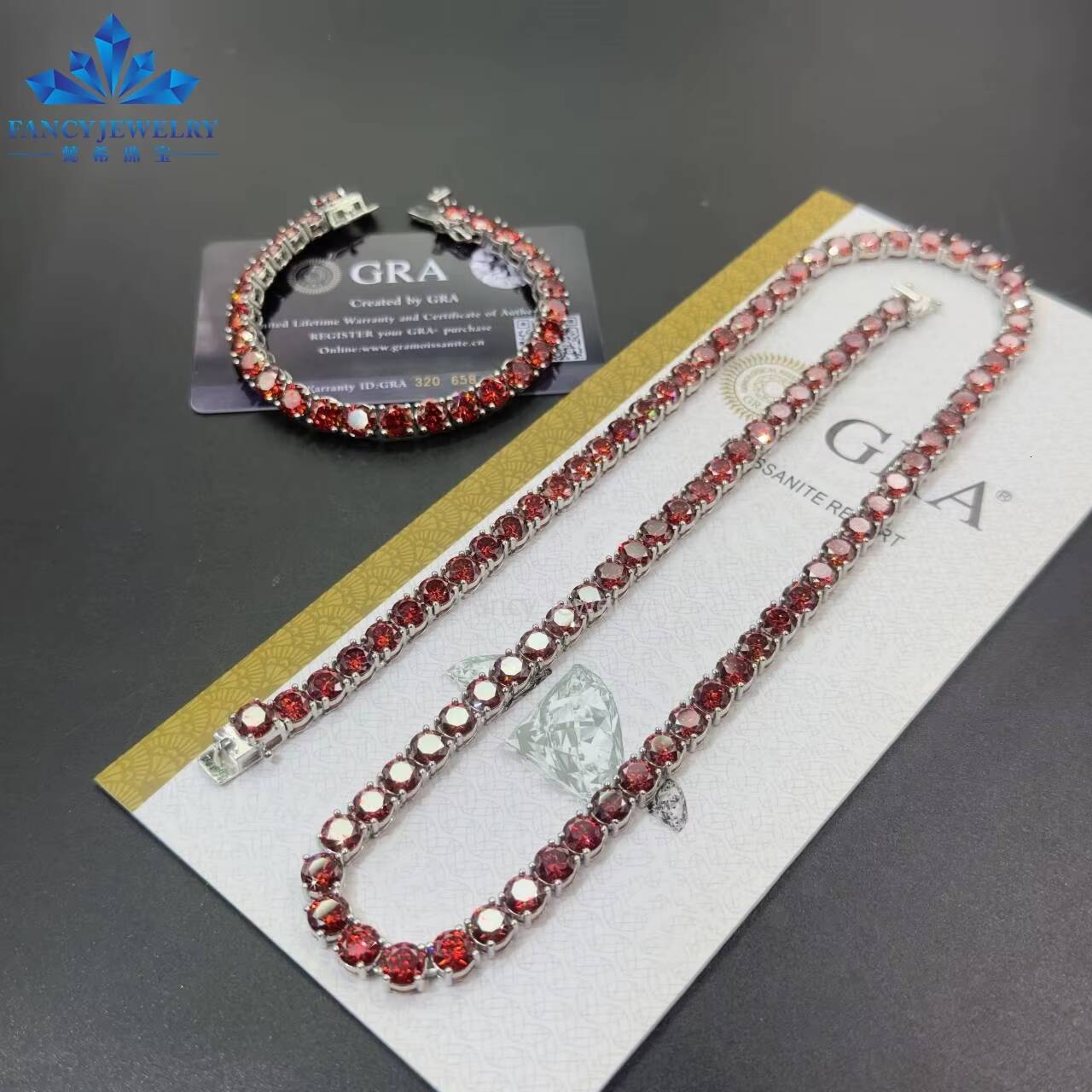 Wholesale Price High Quality 925 Sterling Silver Hip Hop Tennis Chain Red Moissanite 65MM Diamond Men Women