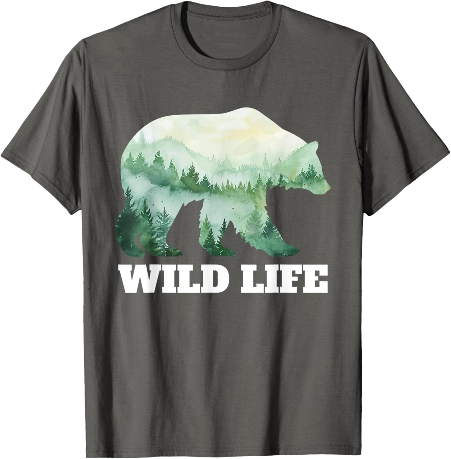 T shirt for Mens Bear Double Exposure Surreal Wildlife Animal Graphic Tee Casual Tops Clothes Short sleeve Fashion patterns