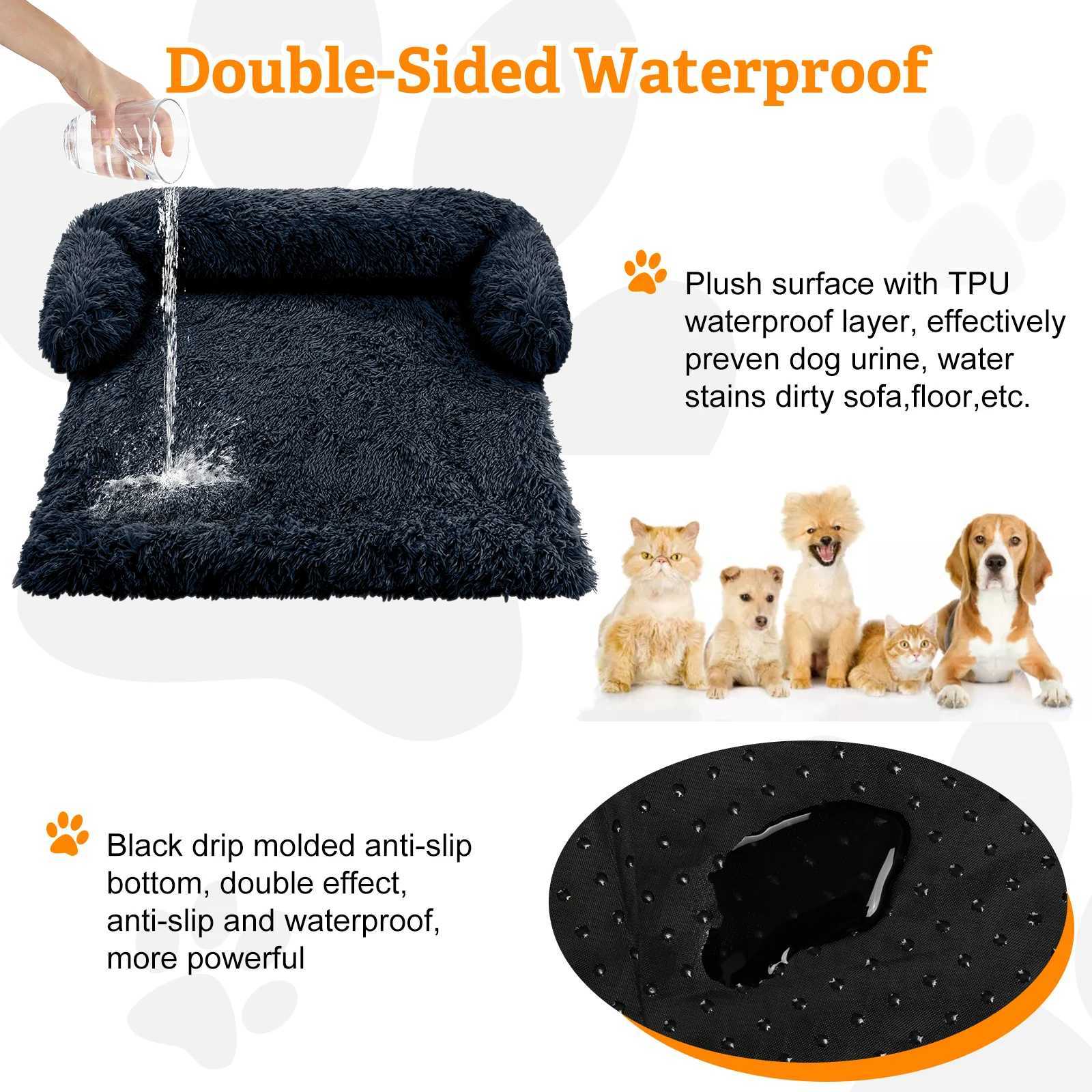 Comfortable plush dog house plush blanket furniture sofa dog sofa bed suitable for large dog supplies washable soft and warm nesting dog bed X250412