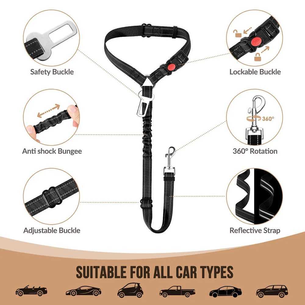 Mti function dog seat with solid 3-in-1 dog harness pet car seat with adjustable seat belt cat and dog collar Y250412