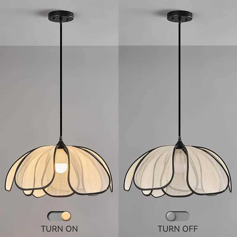 E27 Boho Pendant Light Vintage Hand Woven Lotus Chandelier Dining Room Living Room Bedroom art Atmosphere lighting Lamps X251112