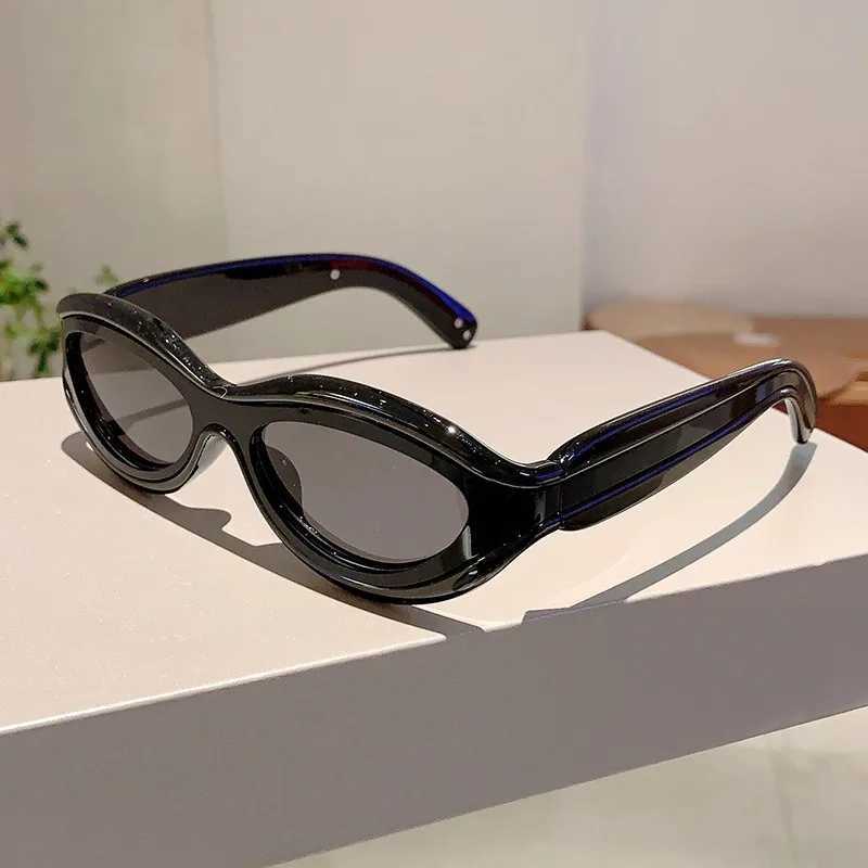 2024 New Fashion Oval Cat Eye Sunglasses Women Men Leopard Black Frame PC Lens Vintage Brand Designer Casual Sun Protect UV400 Z250411