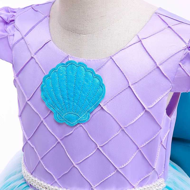 Disney Fantasy Little Mermaid Dress for Girls Carnival Halloween Role Play Childrens Lace Tail Princess Ariel Party Performance CostumeXJ250411