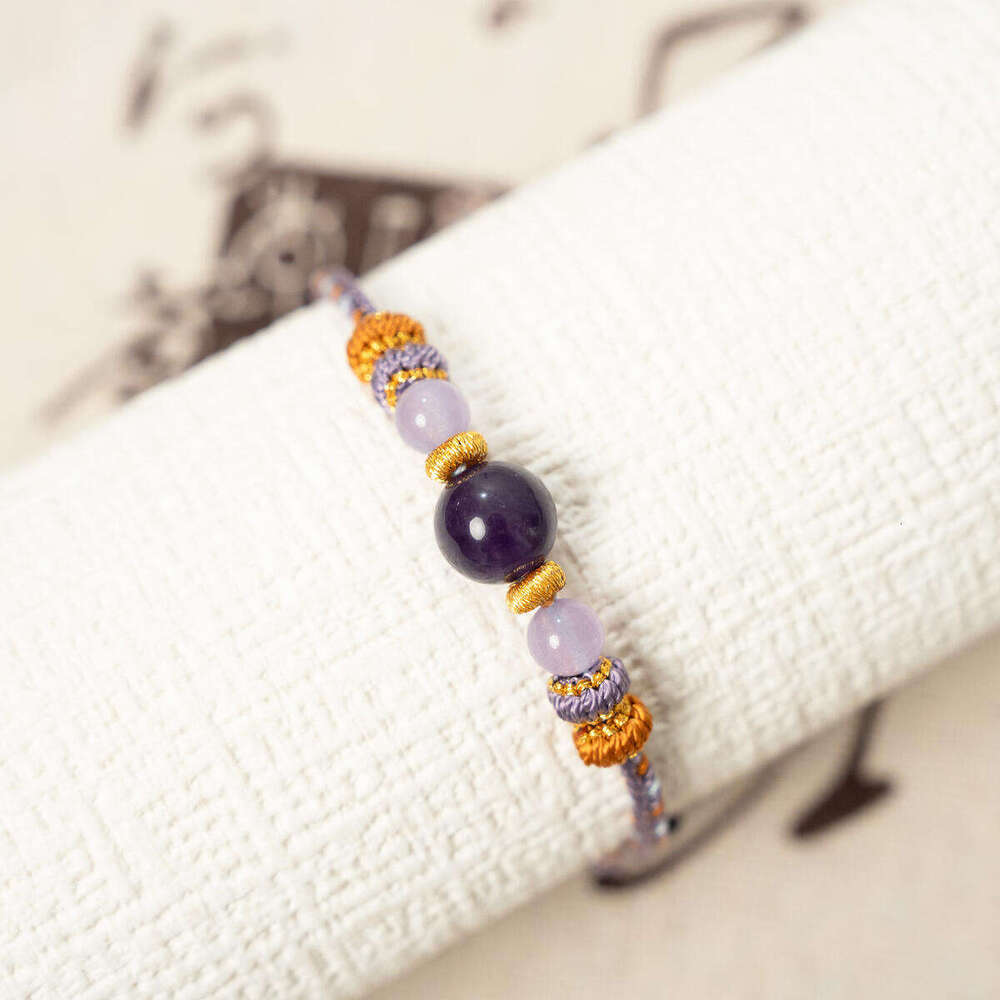 Dunhuang Artisan Crafted Amethyst Adjustable Cord - Natural Crystal Braided Jewelry for Balance & Spiritual Wellness