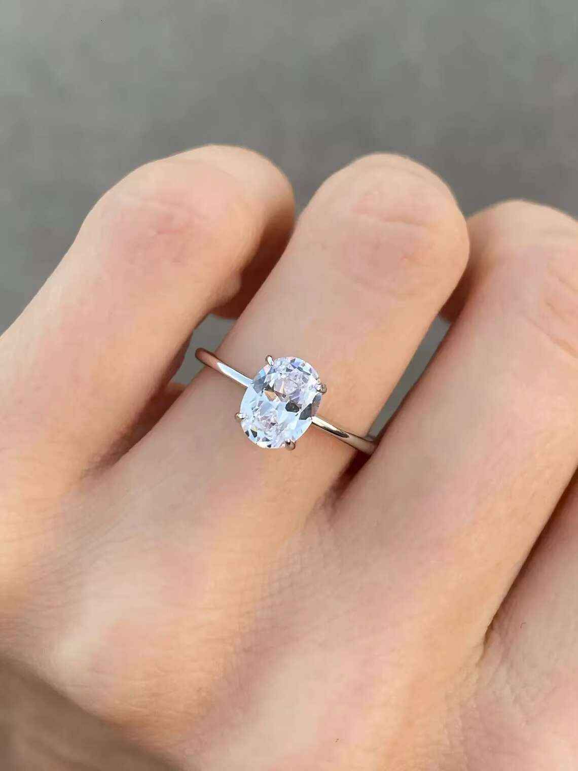 Oval Cut Moissanite Engagement Wedding Ring Jewelry 925 Silver Minimalist Engagement Rings for Women