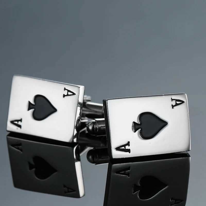 Mens French shirt cufflinks made of copper material for sports and entertainment venues designed with poker cards French cufflinksT250412