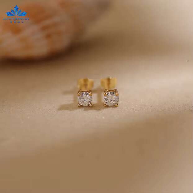 IGI Certificate CVD HPHT 0.5ct 1ct D VS1 Lab Created Diamonds 10K 14K 18K Real Gold Earrings Lab Grown Diamond Stud Earrings