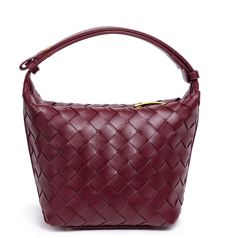 2025 new handmade woven bag, fashionable, simple, casual, single shoulder women's bag, bucket bag