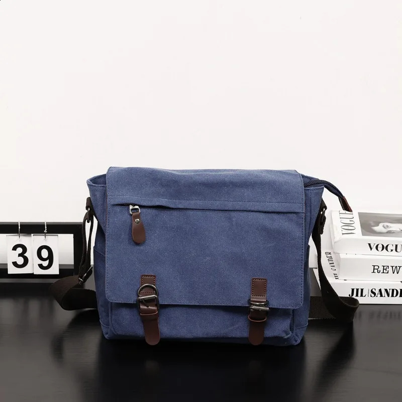 Casual canvas messenger bag mens fashionable retro mens cross body bag laptop bag handbag large capacity shoulder messenger bag mens 250411