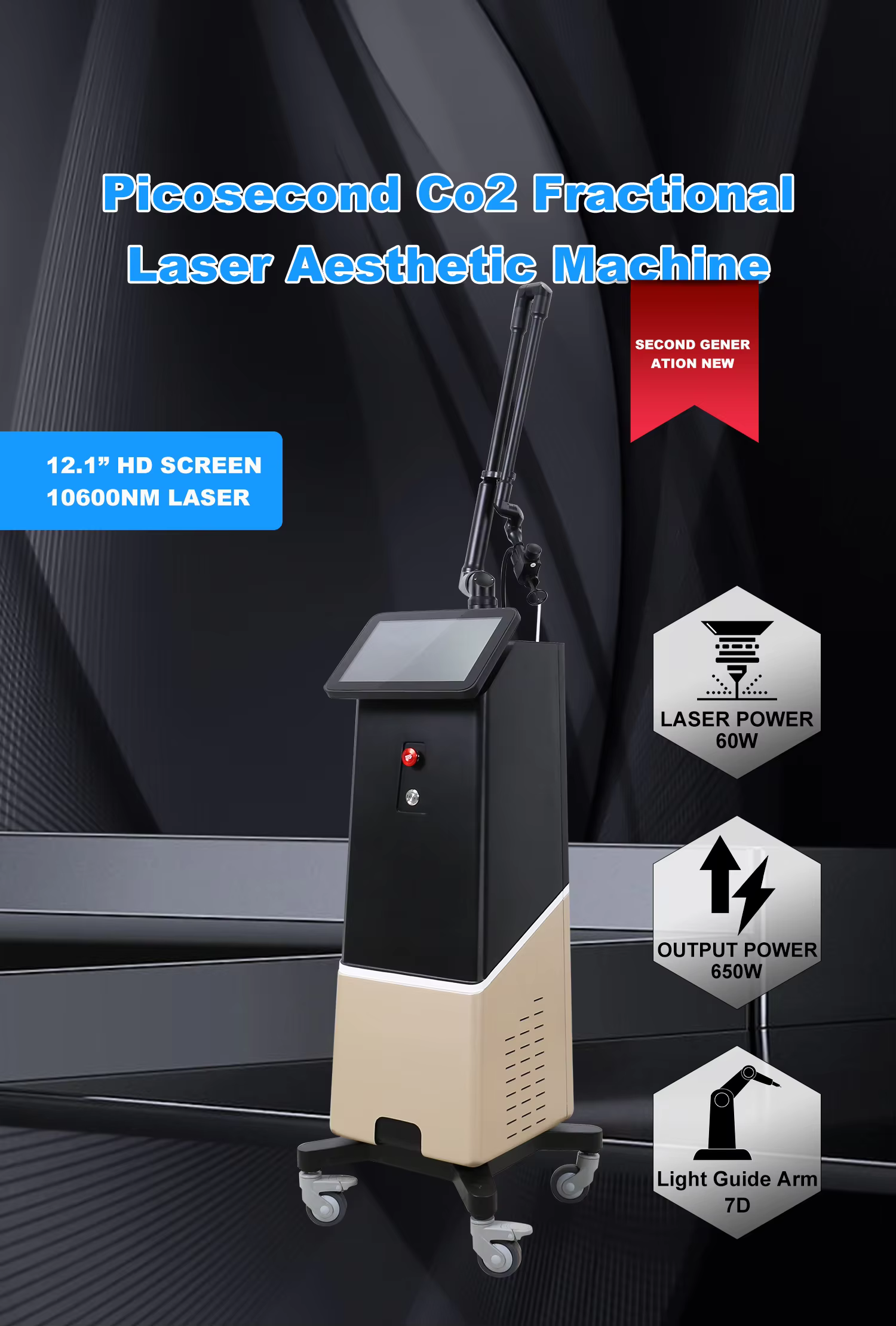 Professional Co2 laser portable fractional laser CO2 skin wrinkle removal acne removal stretch mark rejuvenation instrument