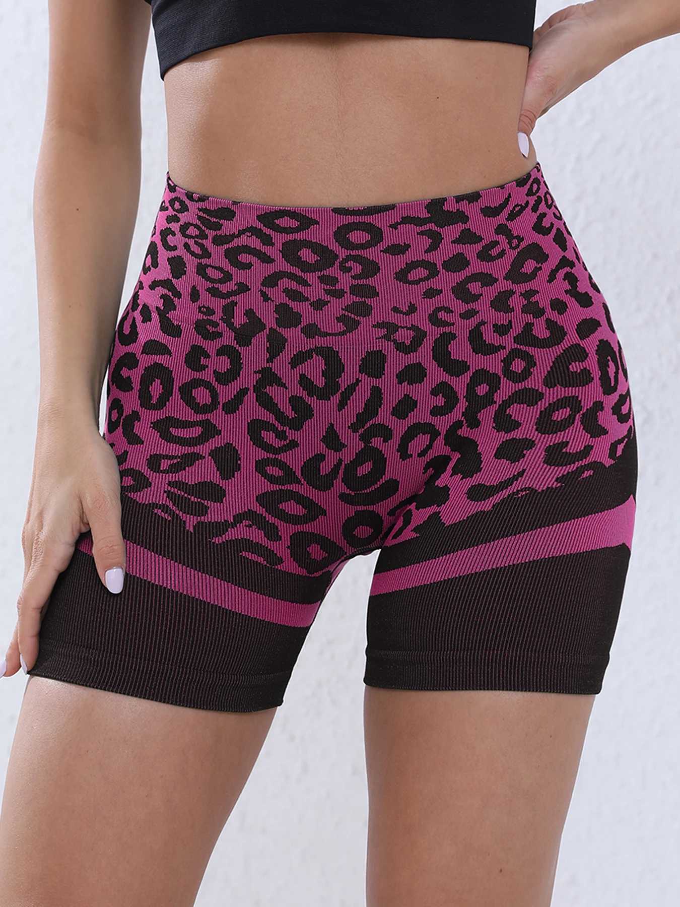 Leopard Womens Fitness Shorts Seamless Fitness Yoga High Waist Shorts Y250412