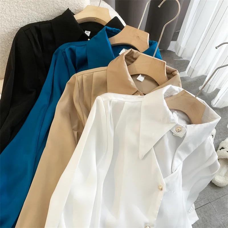 Spring shirt Elegant OL Chic Turn-down Collar Long Sleeve tops Womens Top Blouse women shirts and blouses Female Clothing 250411