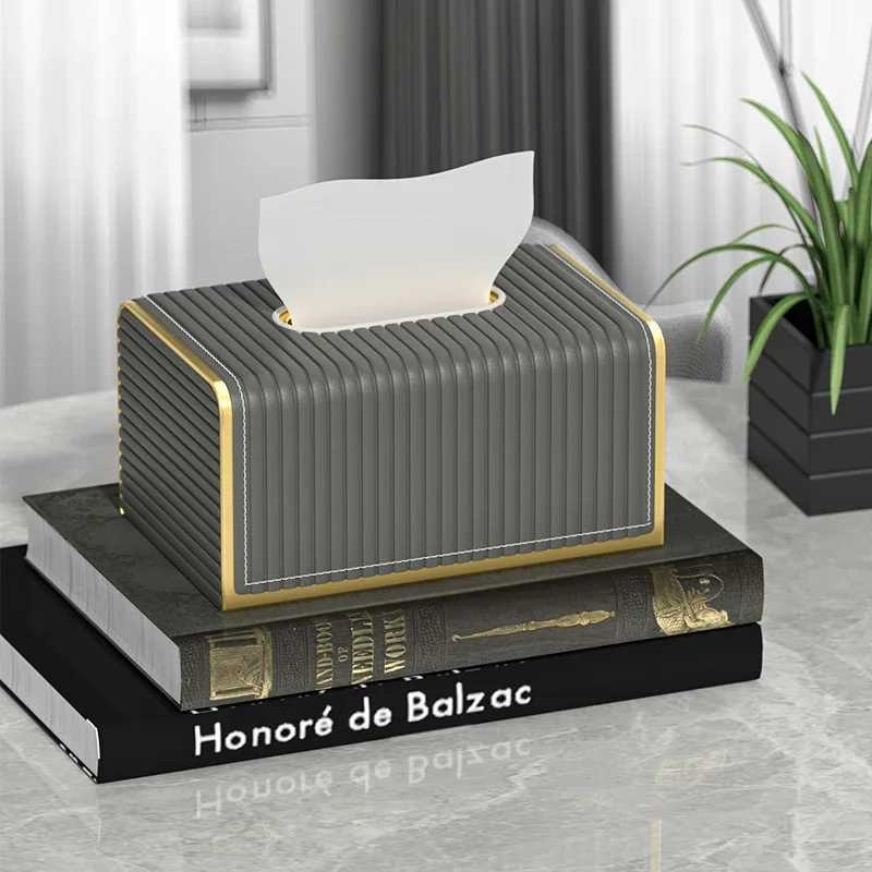 Light Luxury Tissue Box CoverPU Leather Rectangar Tissue Box HolderOrganizer for Bathro Vanity Countertop HeHotelOff Y251112