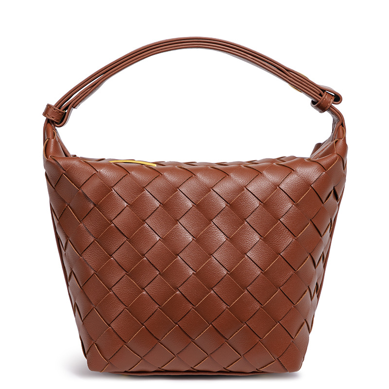 2025 new handmade woven bag, fashionable, simple, casual, single shoulder women's bag, bucket bag