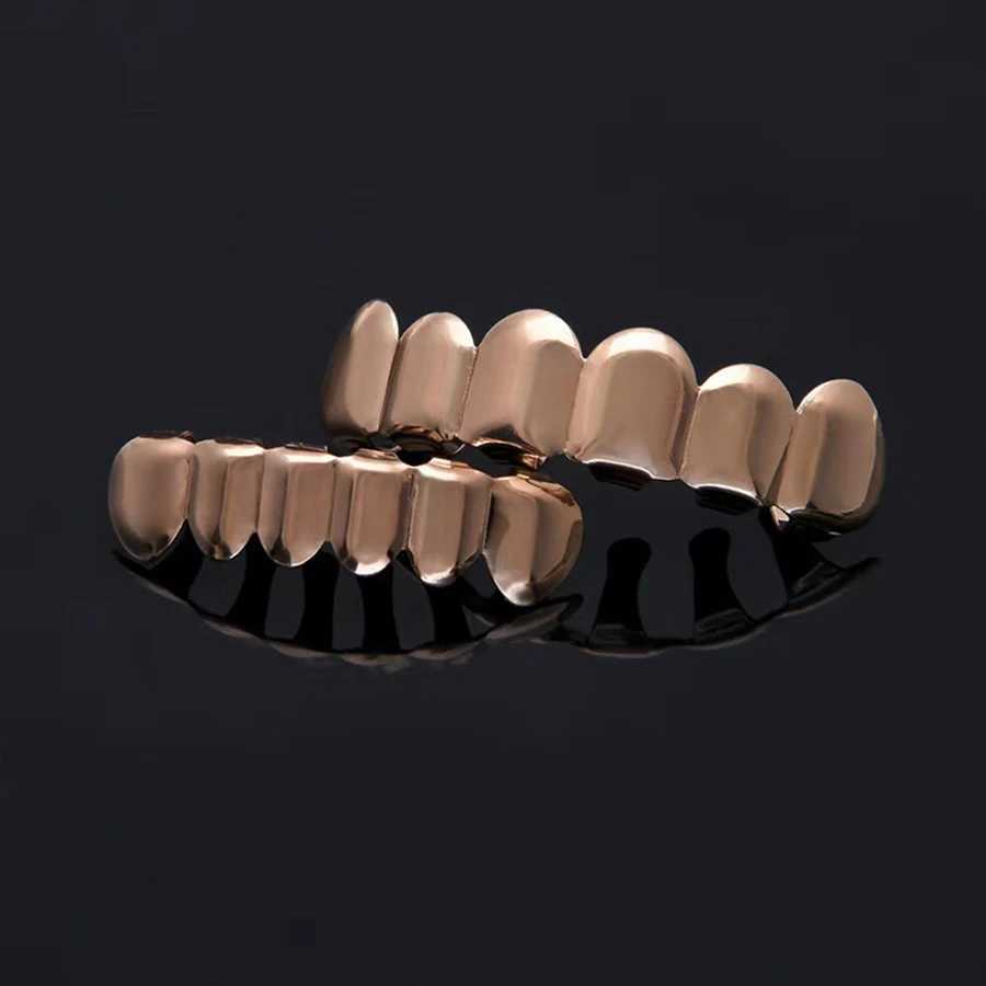 Classic Fashion 6/6 Teeth Grill Hip Hop 14K Gold Plated Hat Decorative Bracket Mens Jewelry Dental Grill W250412