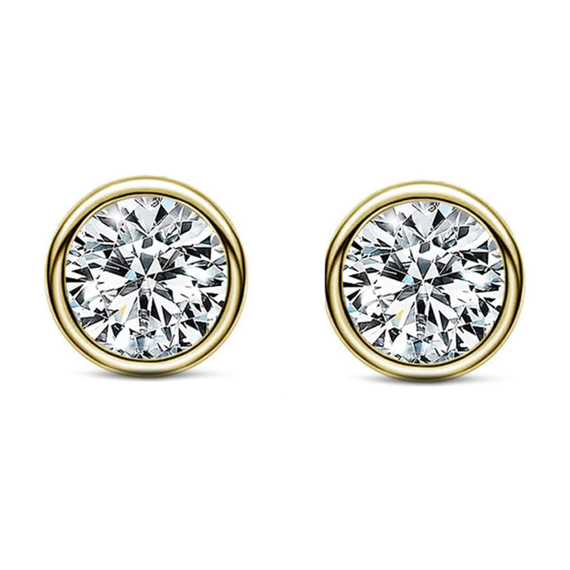 925 Sterling Silver Gold Plated 1ct Round Moissanite Earrings Men Earrings Set Wholesale Moissanite Jewelry