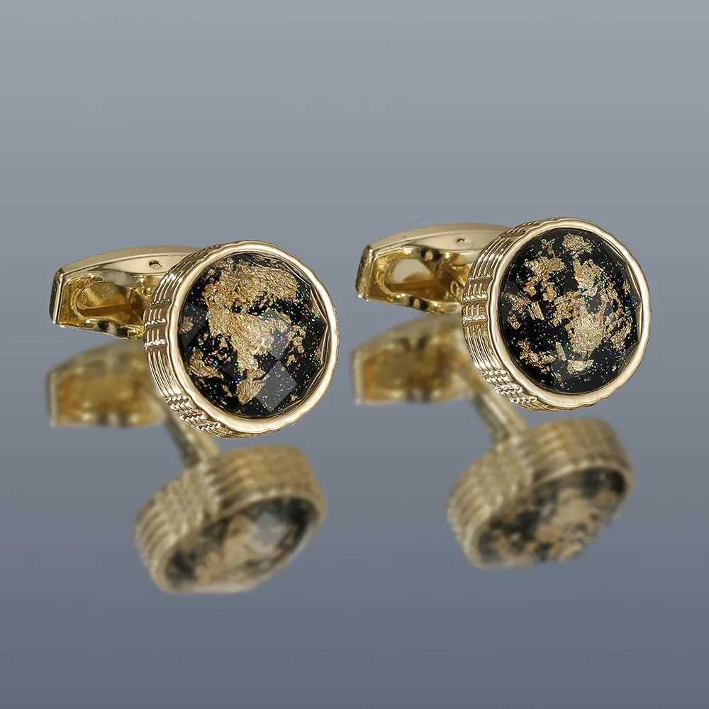 Mens cufflinks new luxury color pattern round gold French shirt cufflinks mens business banquet wedding accessories giftsT250412