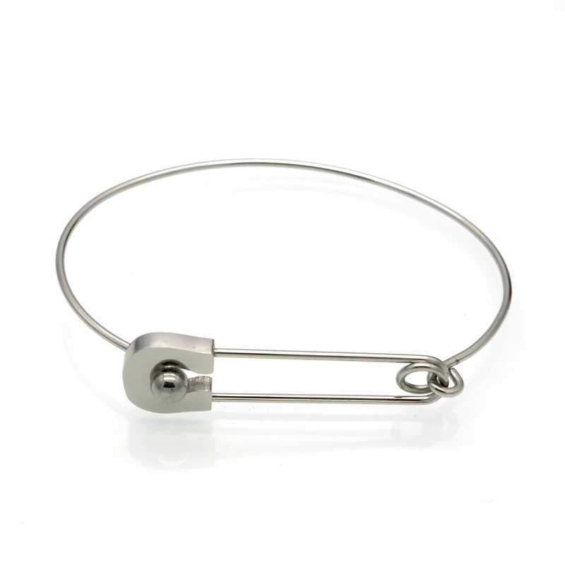Personality Vintage Simple Stainless Steel Metal Plain Nautical Pin Wire Bangle Thin Gold Color Bracelet For Birthday GiftC250411