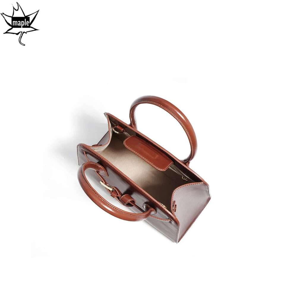 Designer Bag 2025 Leisure Hard Cow Leather Women Shoulder Bag Large Fashion Magnetic Button Open Tote Female Handbag Brown