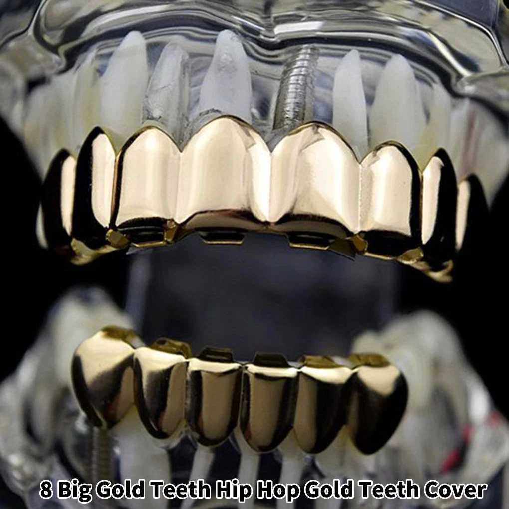 Best Bottom Dentures Halloween Mouth Barbecue Punk Copper Plated Gold Teeth Party Decoration Supplies W250412