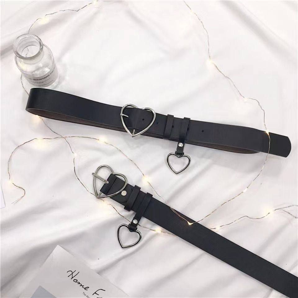 Needle Buckle Girl Haruku Fashion Jeans with Cute Waist, Love Belt, Simple and Versatile Heart Shaped